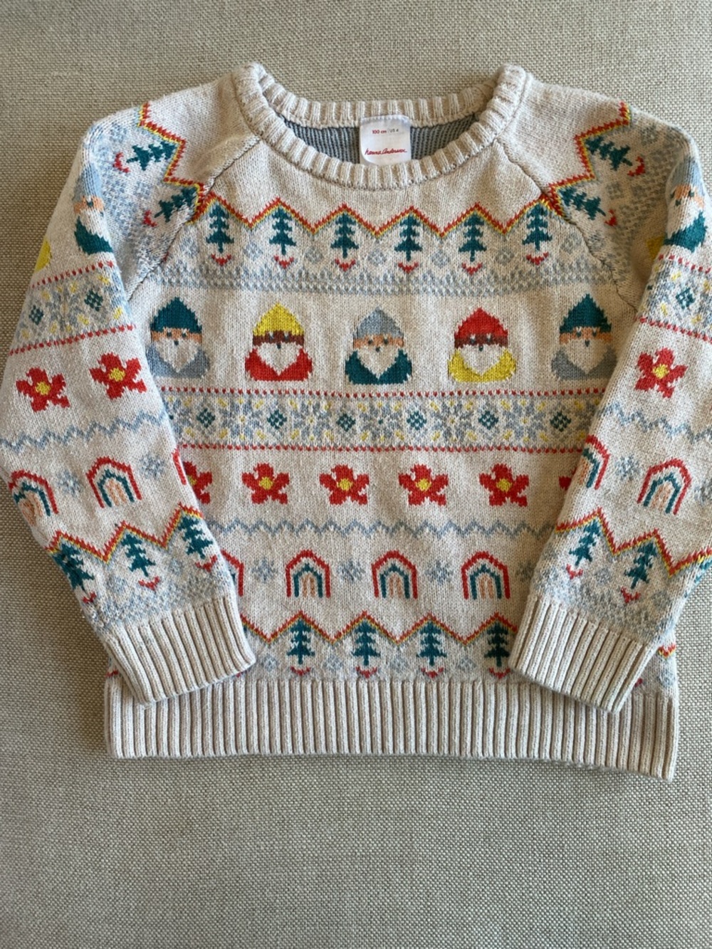 Hanna Andersson Gnome Patterned Sweater - Cream, Red, Blue, Yellow